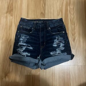 American Eagle Outfitters Blue Jean Shorts Distressed High-Waisted